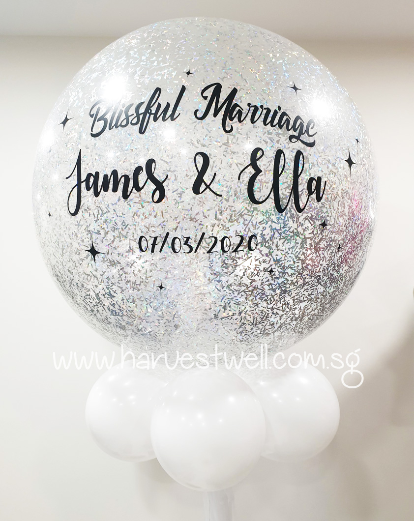 Personalized Glitter Wedding Jumbo Balloon Singapore